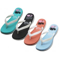 W8870L-A Wholesale Women's "Wave" Super Soft Rubber Thong sandals (*Asst. Black. Peach. Mint Green & Lt. Blue)
